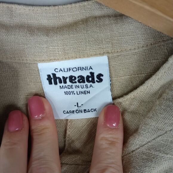 California Threads Vintage Linen Top Mother Of Pearl Buttons Large Artsy - Picture 8 of 11